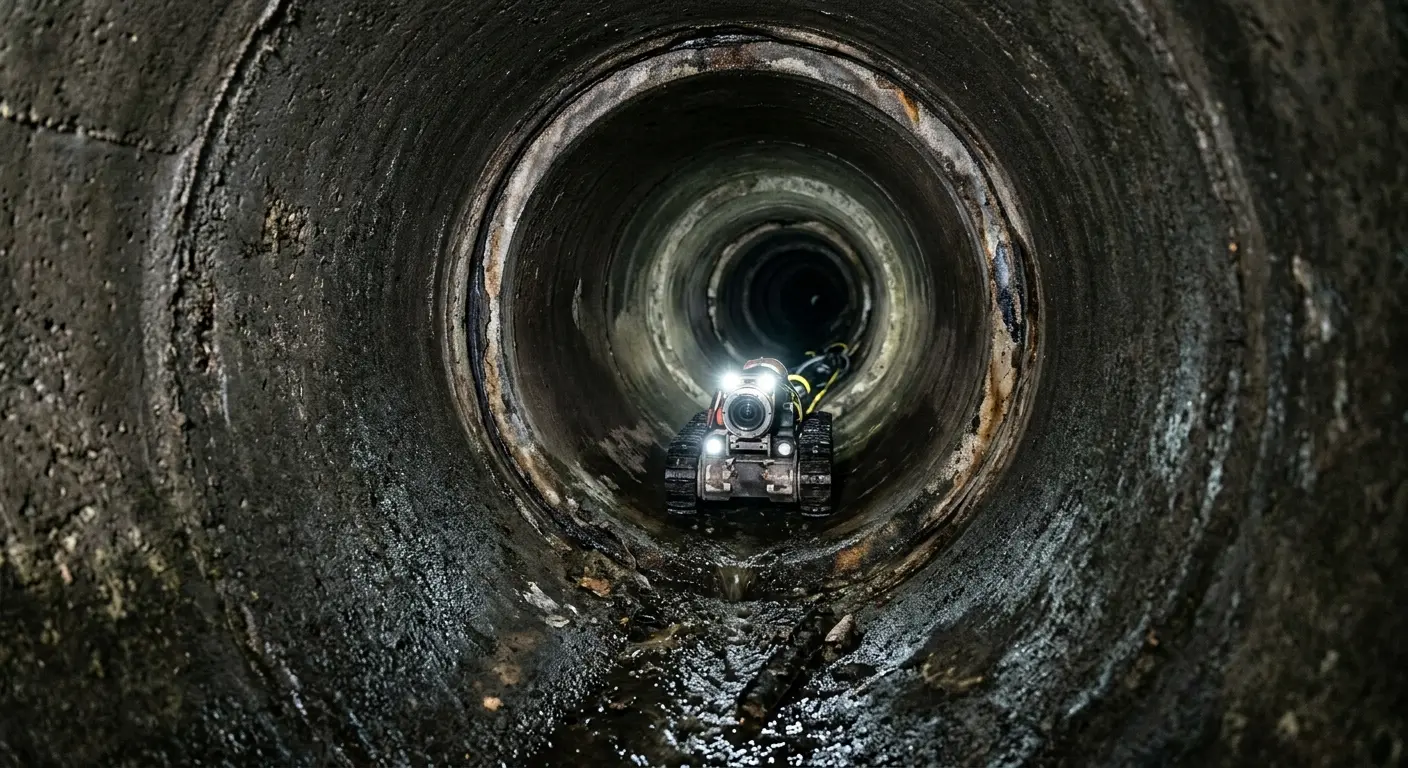Robotic sewer camera inspecting pipe interior for Drain Snake Service in North Port